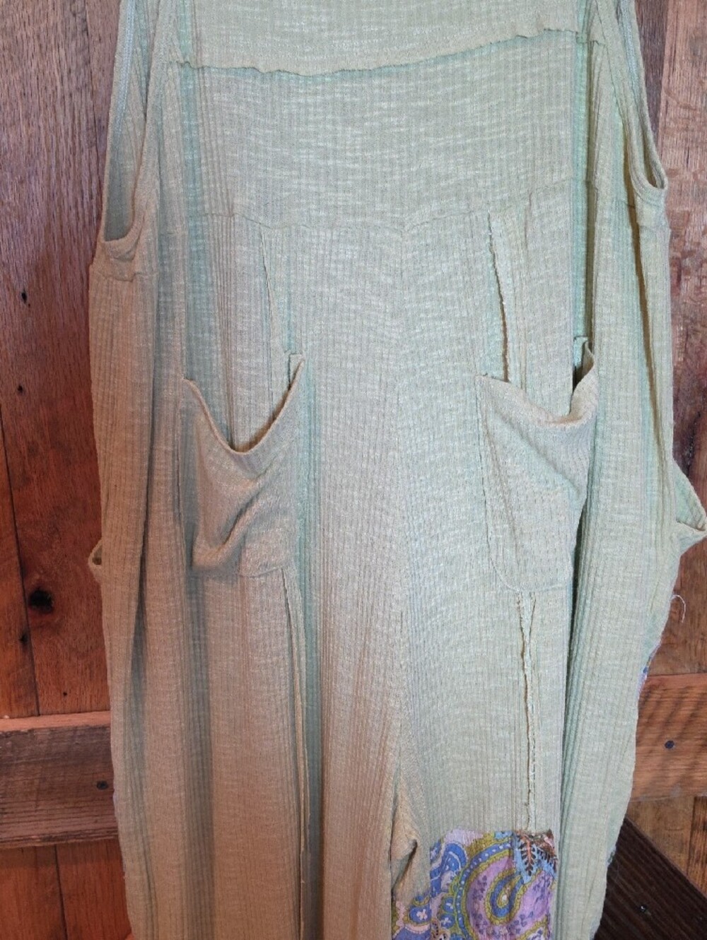 177p POL Light Green Paisley Patchwork Sleeveless Romper Jumpsuit - Picture 12 of 14